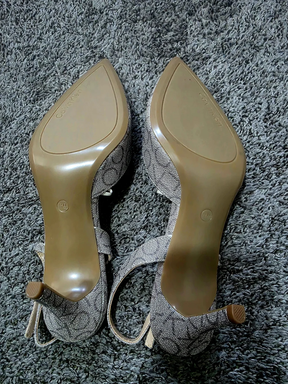Calvin Klein Women's Beige Logo Slingback Pointed Toe Pumps